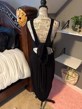 NWT Free People Beach Black Convertible Open Back Ruched Midi Dress XL